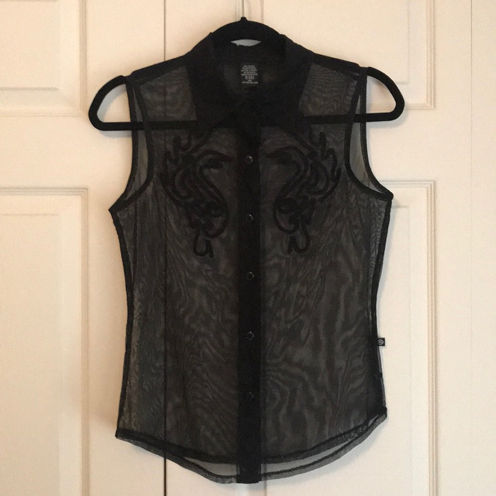 Harley Davidson Sexy Sheer Sleeveless Button Down